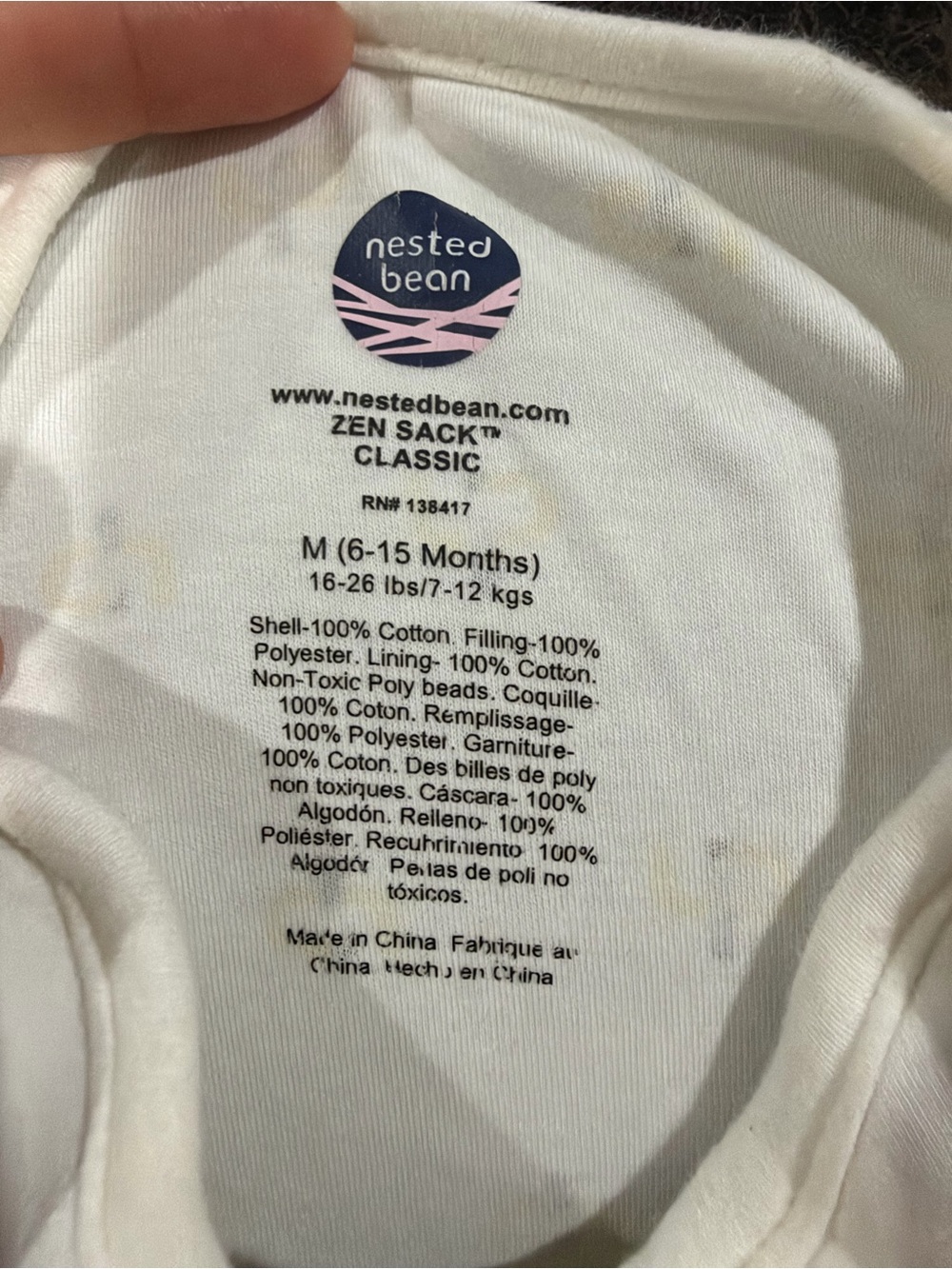 Small Nested Bean Sleep Sack - Picture 2 of 3